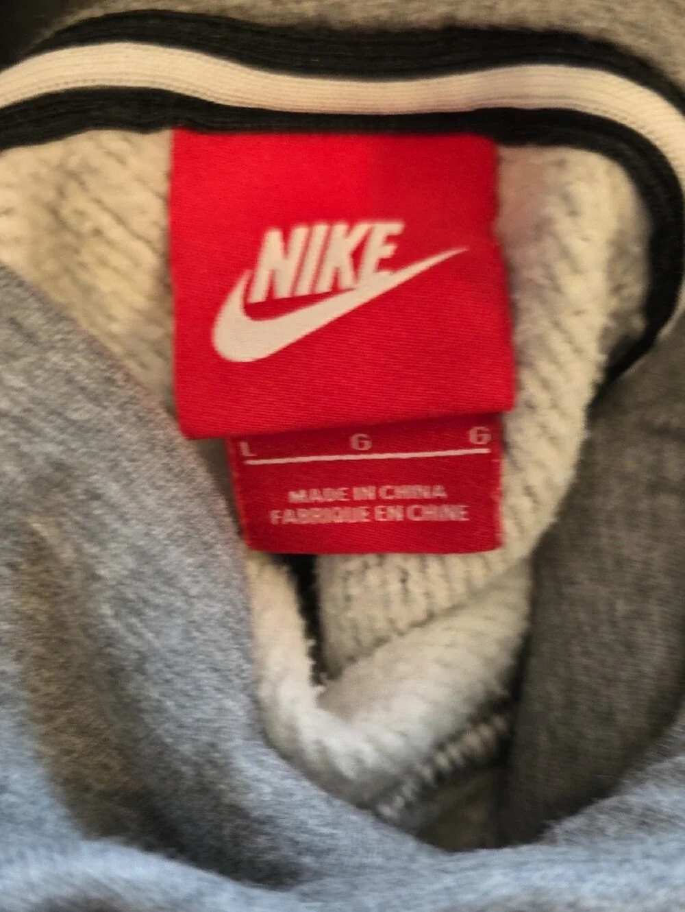 Nike Light Gray Hooded Sweatshirt with Black Swoosh